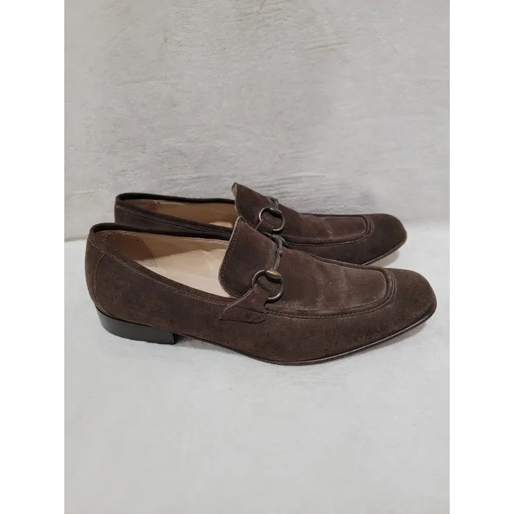 Tremp dark brown suede horsebit loafers 42